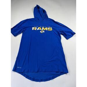 Nike NFL Los Angeles Rams Hoodie T-Shirt Mens Small Sideline Short Sleeve Blue